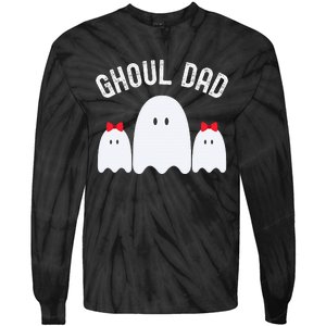 Ghoul Dad Halloween Daddy Ghost Father Of Two Ghost Tie-Dye Long Sleeve Shirt