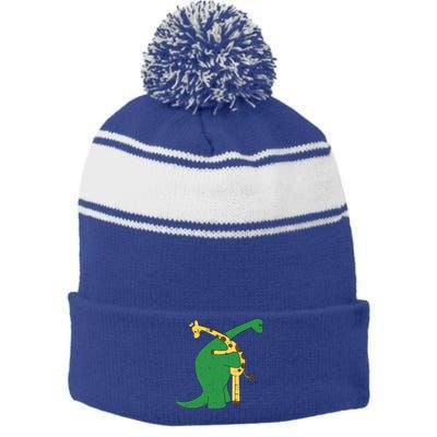 Giraffe Dinosaur Hug Love Dino Animals Safari Halloween Funny Gift Stripe Pom Pom Beanie