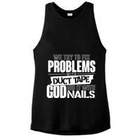 God Did It With Nails Christian Message Ladies PosiCharge Tri-Blend Wicking Tank