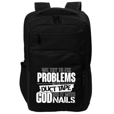 God Did It With Nails Christian Message Impact Tech Backpack