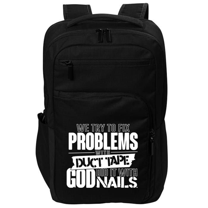 God Did It With Nails Christian Message Impact Tech Backpack
