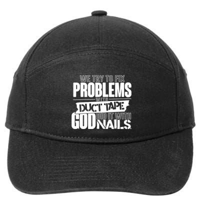 God Did It With Nails Christian Message 7-Panel Snapback Hat