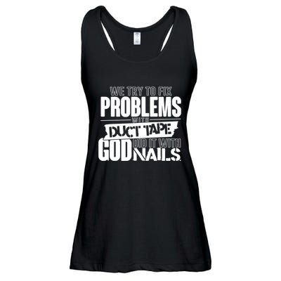 God Did It With Nails Christian Message Ladies Essential Flowy Tank