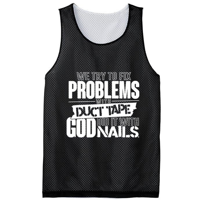 God Did It With Nails Christian Message Mesh Reversible Basketball Jersey Tank