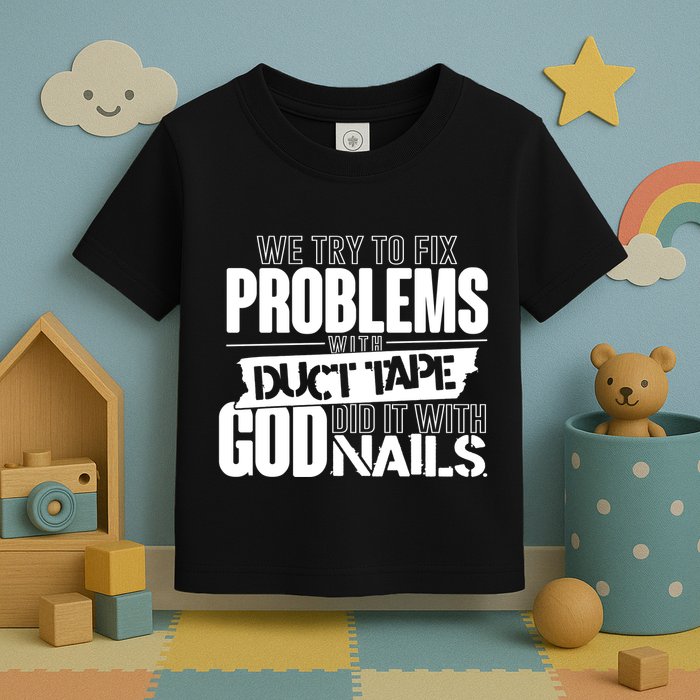 God Did It With Nails Christian Message Toddler T-Shirt