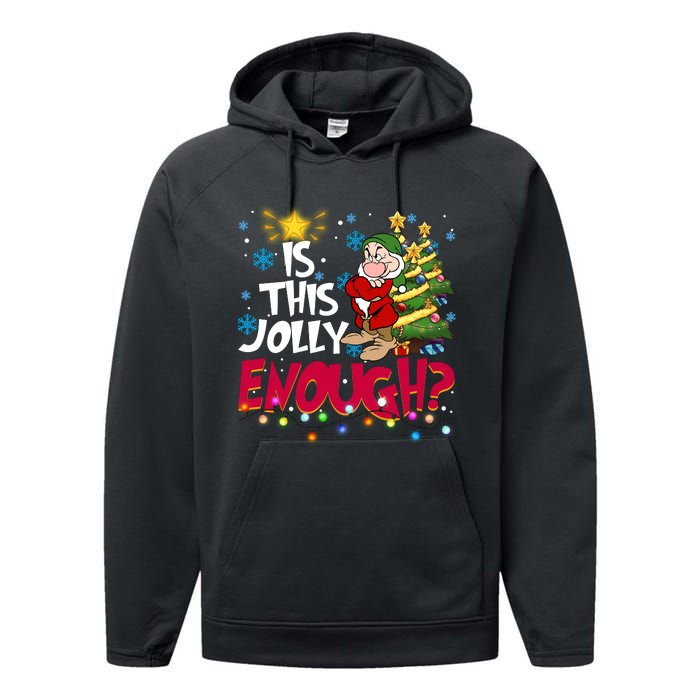 Grumpy Dwarf Is This Jolly Enough Christmas Lights Grumpy Dwarf Performance Fleece Hoodie