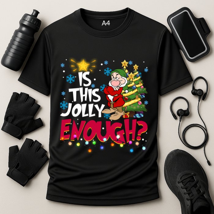 Grumpy Dwarf Is This Jolly Enough Christmas Lights Grumpy Dwarf Cooling Performance Crew T-Shirt