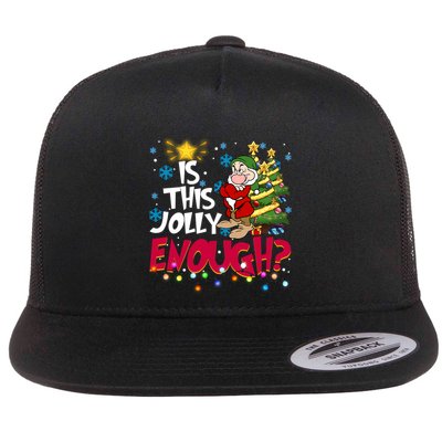 Grumpy Dwarf Is This Jolly Enough Christmas Lights Grumpy Dwarf Flat Bill Trucker Hat