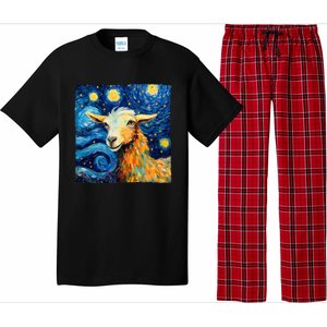 Goat Design In The Style Of Van Goghs Iconic Starry Night Pajama Set