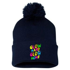 Glow Design In Bright Colors 80s Theme Pom Pom 12in Knit Beanie