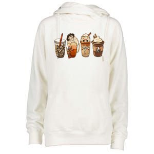 Groovy Dead Inside But Caffeinated Horror Halloween Movie Cool Gift Womens Funnel Neck Pullover Hood