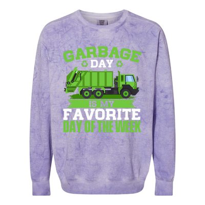 Garbage Day Is My Favorite Day Trash Waste Truck Collector Colorblast Crewneck Sweatshirt