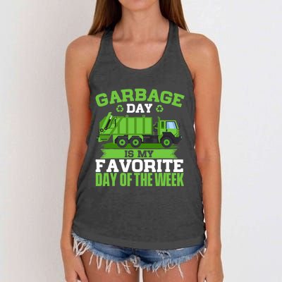 Garbage Day Is My Favorite Day Trash Waste Truck Collector Women's Knotted Racerback Tank