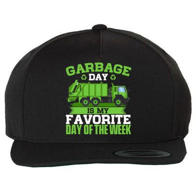 Garbage Day Is My Favorite Day Trash Waste Truck Collector Wool Snapback Cap