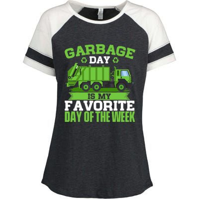 Garbage Day Is My Favorite Day Trash Waste Truck Collector Enza Ladies Jersey Colorblock Tee