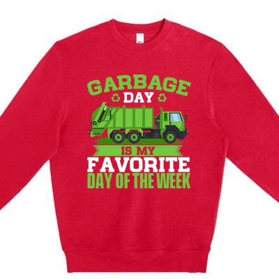 Garbage Day Is My Favorite Day Trash Waste Truck Collector Premium Crewneck Sweatshirt