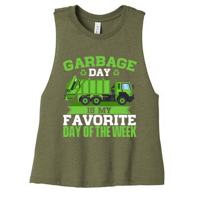 Garbage Day Is My Favorite Day Trash Waste Truck Collector Women's Racerback Cropped Tank