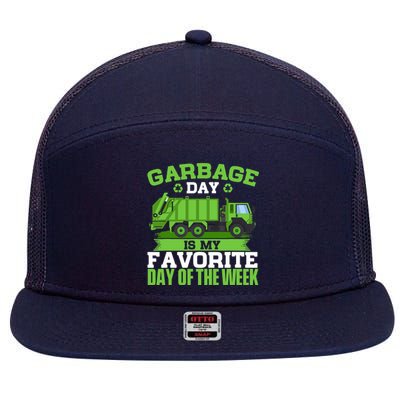 Garbage Day Is My Favorite Day Trash Waste Truck Collector 7 Panel Mesh Trucker Snapback Hat