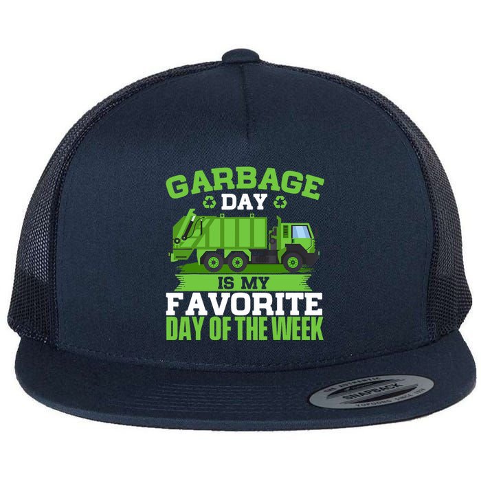 Garbage Day Is My Favorite Day Trash Waste Truck Collector Flat Bill Trucker Hat