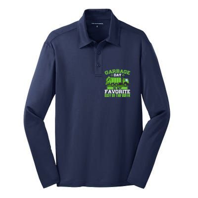 Garbage Day Is My Favorite Day Trash Waste Truck Collector Silk Touch Performance Long Sleeve Polo