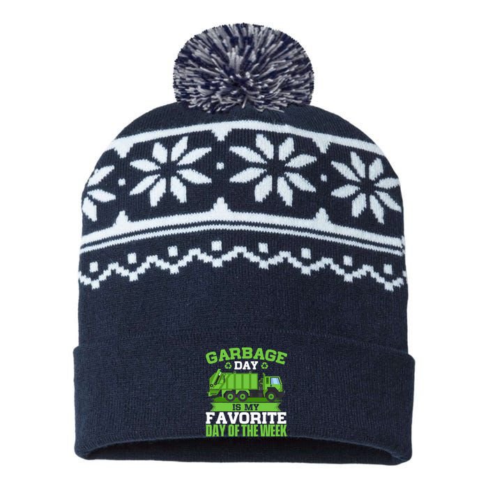 Garbage Day Is My Favorite Day Trash Waste Truck Collector USA-Made Snowflake Beanie