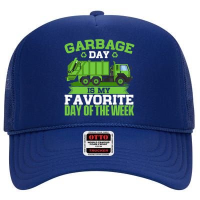 Garbage Day Is My Favorite Day Trash Waste Truck Collector High Crown Mesh Back Trucker Hat