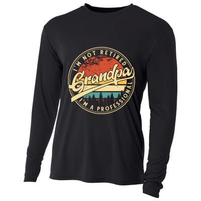 Grandparents Day Im Not Retired Im A Professional Grandpa Cooling Performance Long Sleeve Crew