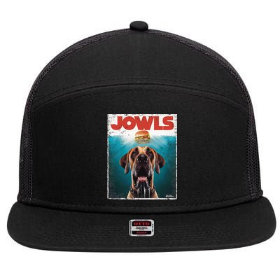 Great Dane Jowls Top Fawn Natural Dog Mom Burger Dad 7 Panel Mesh Trucker Snapback Hat