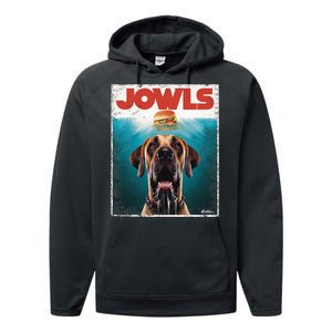 Great Dane Jowls Top Fawn Natural Dog Mom Burger Dad Performance Fleece Hoodie