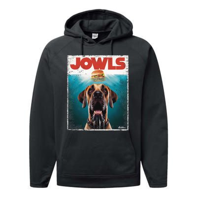 Great Dane Jowls Top Fawn Natural Dog Mom Burger Dad Performance Fleece Hoodie