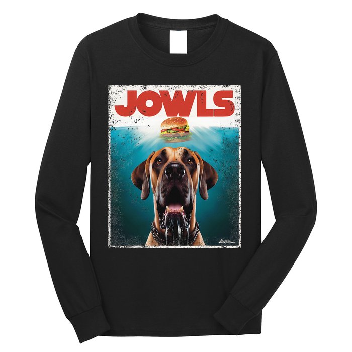 Great Dane Jowls Top Fawn Natural Dog Mom Burger Dad Long Sleeve Shirt