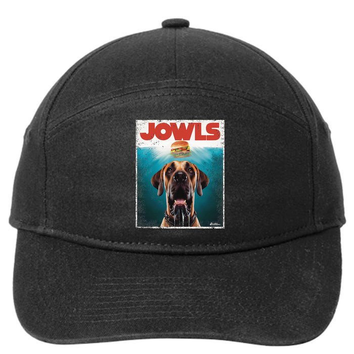 Great Dane Jowls Top Fawn Natural Dog Mom Burger Dad 7-Panel Snapback Hat