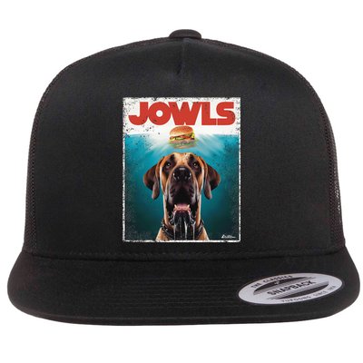 Great Dane Jowls Top Fawn Natural Dog Mom Burger Dad Flat Bill Trucker Hat