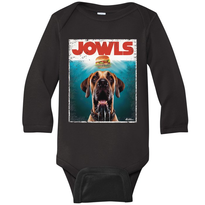 Great Dane Jowls Top Fawn Natural Dog Mom Burger Dad Baby Long Sleeve Bodysuit