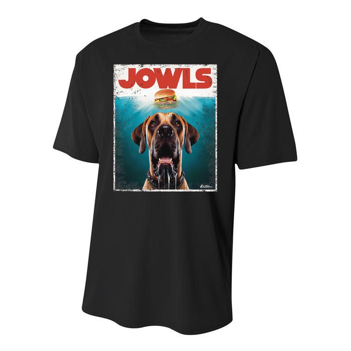 Great Dane Jowls Top Fawn Natural Dog Mom Burger Dad Youth Performance Sprint T-Shirt