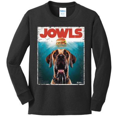 Great Dane Jowls Top Fawn Natural Dog Mom Burger Dad Kids Long Sleeve Shirt