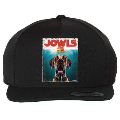 Great Dane Jowls Top Fawn Natural Dog Mom Burger Dad Wool Snapback Cap