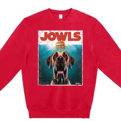 Great Dane Jowls Top Fawn Natural Dog Mom Burger Dad Premium Crewneck Sweatshirt