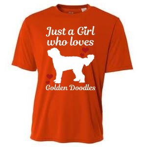 Goldendoodle Dog Just A Who Loves Golden Doodle Mom Gift Cooling Performance Crew T-Shirt