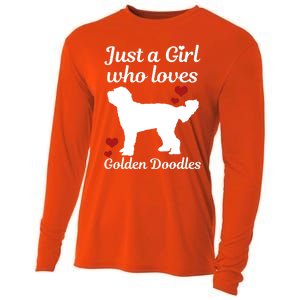 Goldendoodle Dog Just A Who Loves Golden Doodle Mom Gift Cooling Performance Long Sleeve Crew