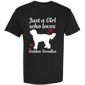 Goldendoodle Dog Just A Who Loves Golden Doodle Mom Gift Garment-Dyed Heavyweight T-Shirt