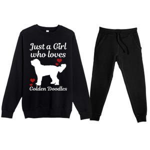 Goldendoodle Dog Just A Who Loves Golden Doodle Mom Gift Premium Crewneck Sweatsuit Set