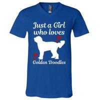 Goldendoodle Dog Just A Who Loves Golden Doodle Mom Gift V-Neck T-Shirt