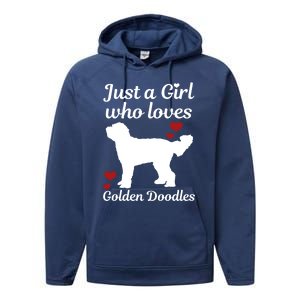 Goldendoodle Dog Just A Who Loves Golden Doodle Mom Gift Performance Fleece Hoodie