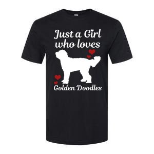 Goldendoodle Dog Just A Who Loves Golden Doodle Mom Gift Softstyle CVC T-Shirt