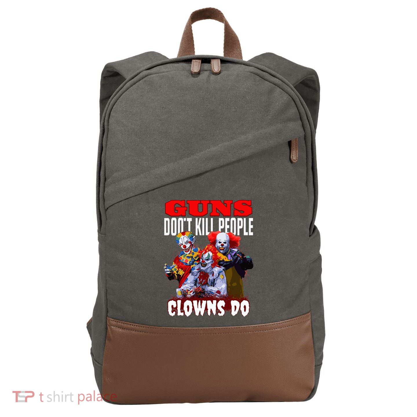 Guns Dont Kill People Clowns Do Scary Halloween Cotton Canvas Backpack