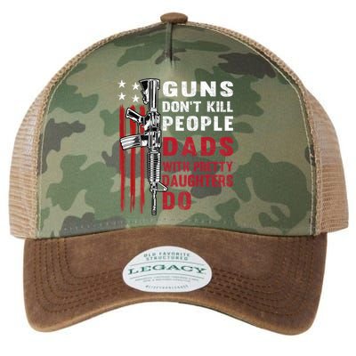 Guns Dont Kill People Dads With Pretty Daughters Humor Dad Legacy Tie Dye Trucker Hat