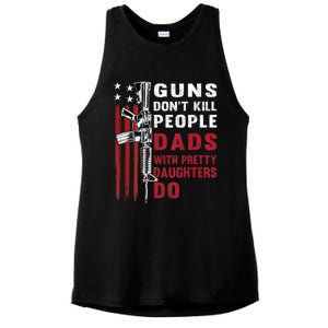 Guns Dont Kill People Dads With Pretty Daughters Humor Dad Ladies PosiCharge Tri-Blend Wicking Tank