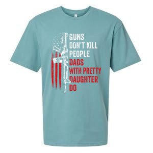 Guns Don't Kill People Dads With Pretty Daughters Humor Dad Gift Sueded Cloud Jersey T-Shirt