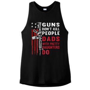 Guns DonT Kill People Dads With Pretty Daughters Ladies PosiCharge Tri-Blend Wicking Tank